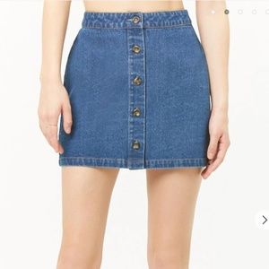 FOREVER 21 Denim Button Front Button Up Skirt